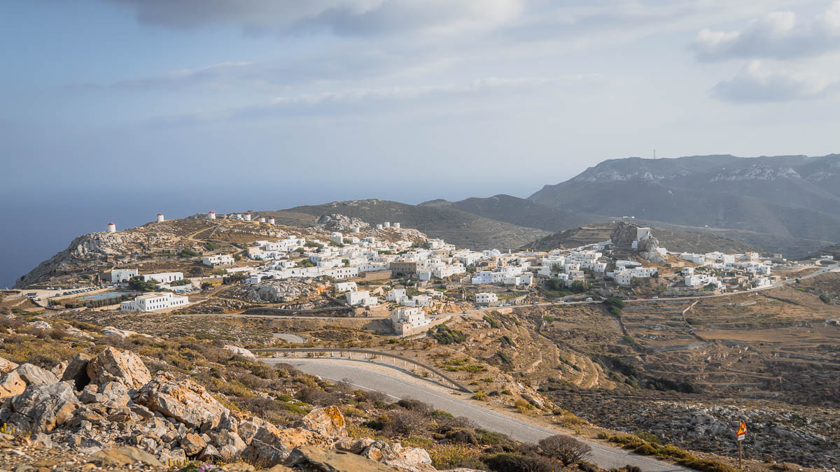 The idyllic view of the Aegean Sea overlooking chora