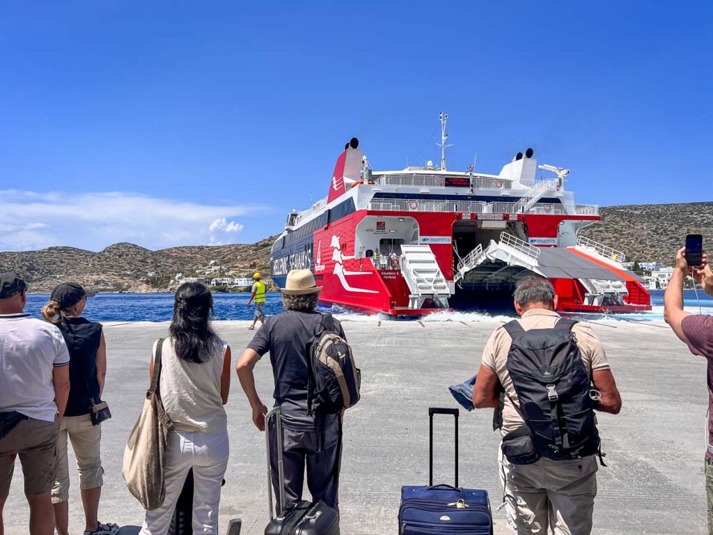 taking the ferry at katapola port