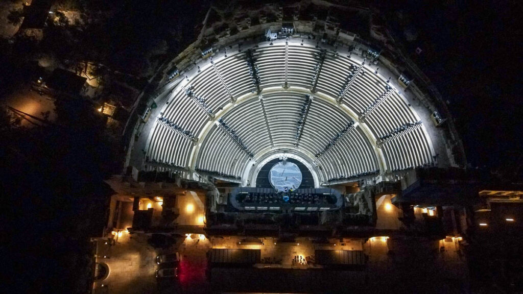 theatre of dionysus at night in athens