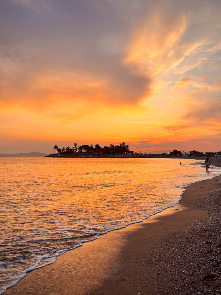 glyfada beach during the sunset