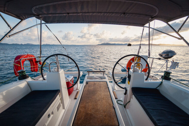 deck of our sailboat on a week long bvi sailing itinerary