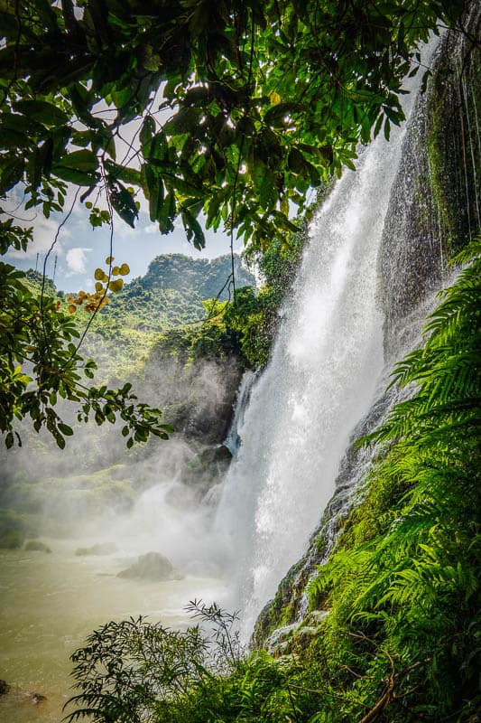 smaller ban gioc waterfall from side view