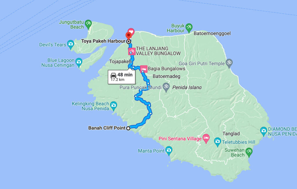 banah cliff point map directions