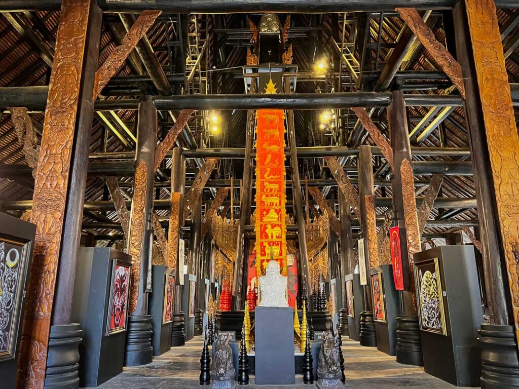 interior of main hall of baan dam museum chiang rai