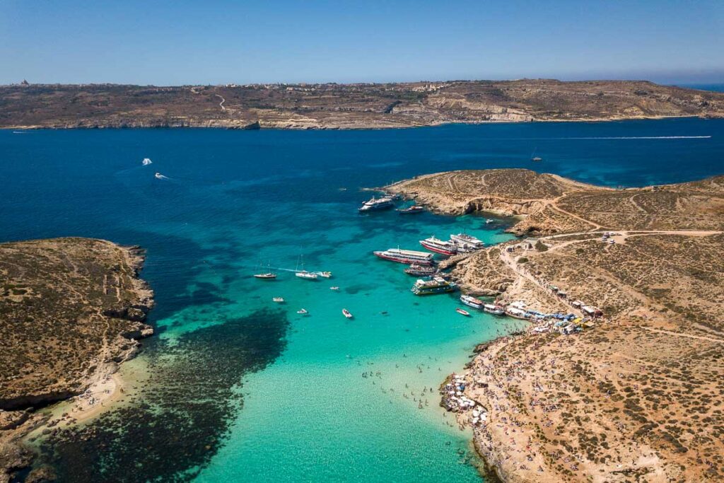 view of blue lagoon from the side aerial