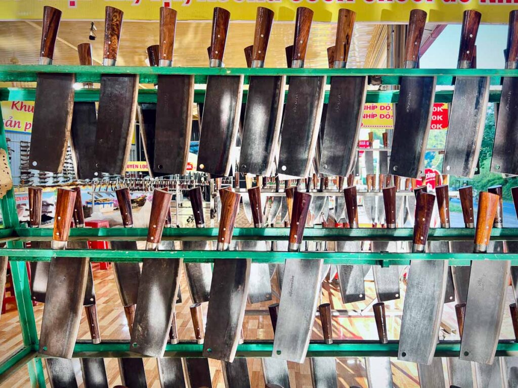 knife shop in the forging village in cao bang geopark