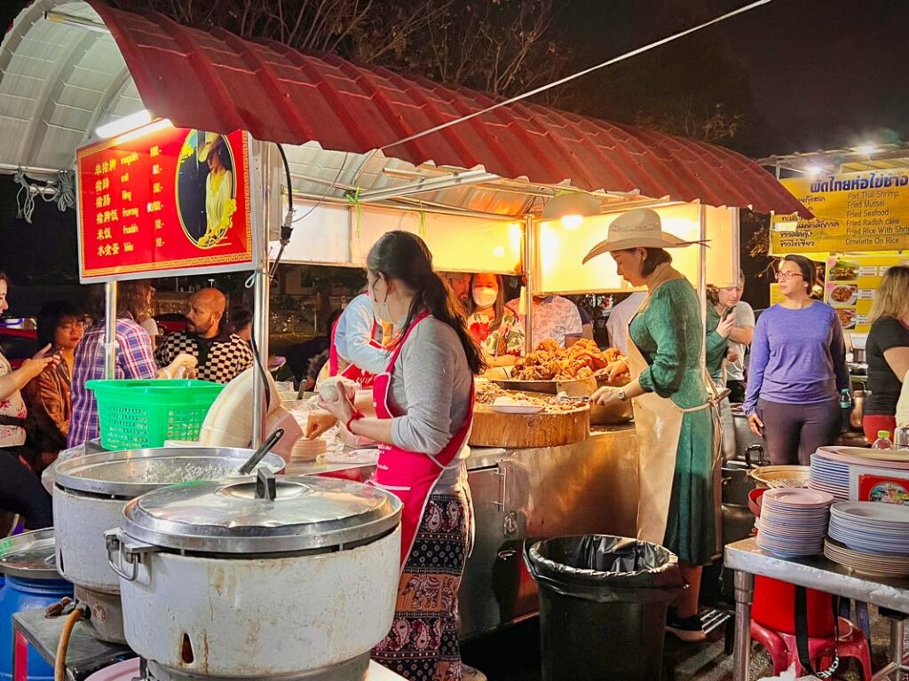 Local market in chiang mai, the famous cowboy hat lady