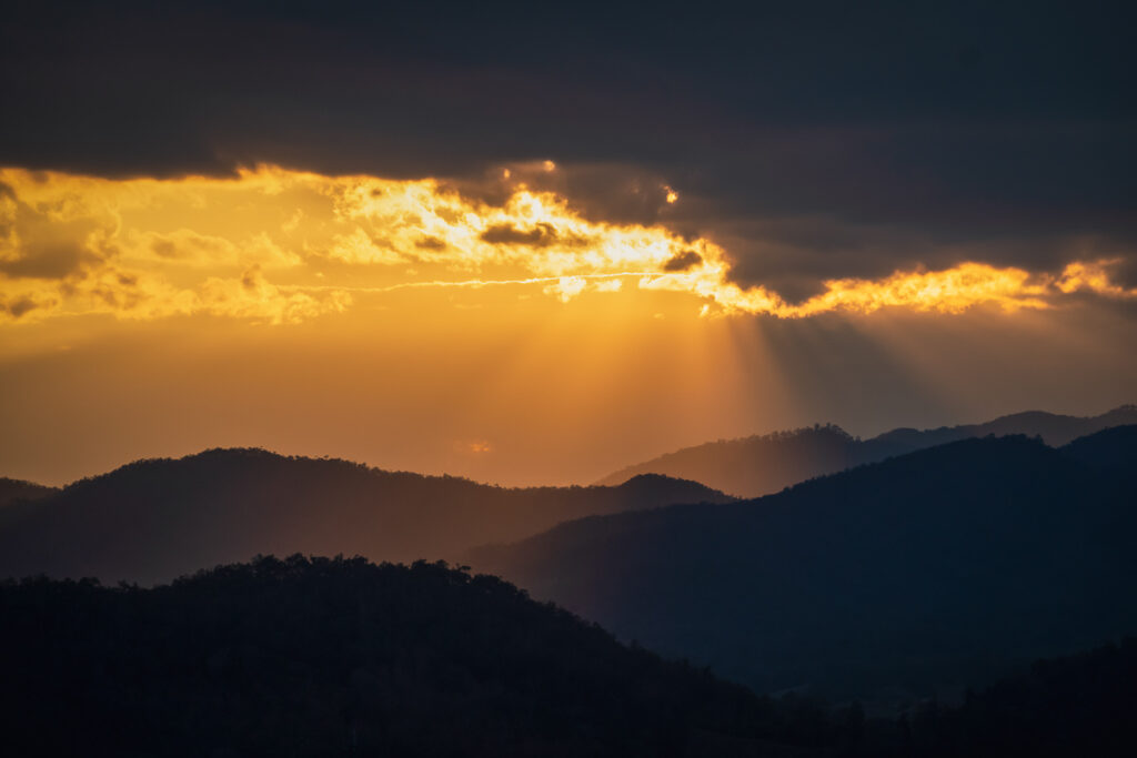 Intense Sunset view from Pai Canyon Thailand