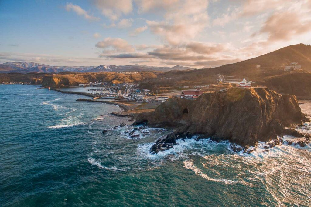 The rocky seaside cliffs of Hokkaido Japan