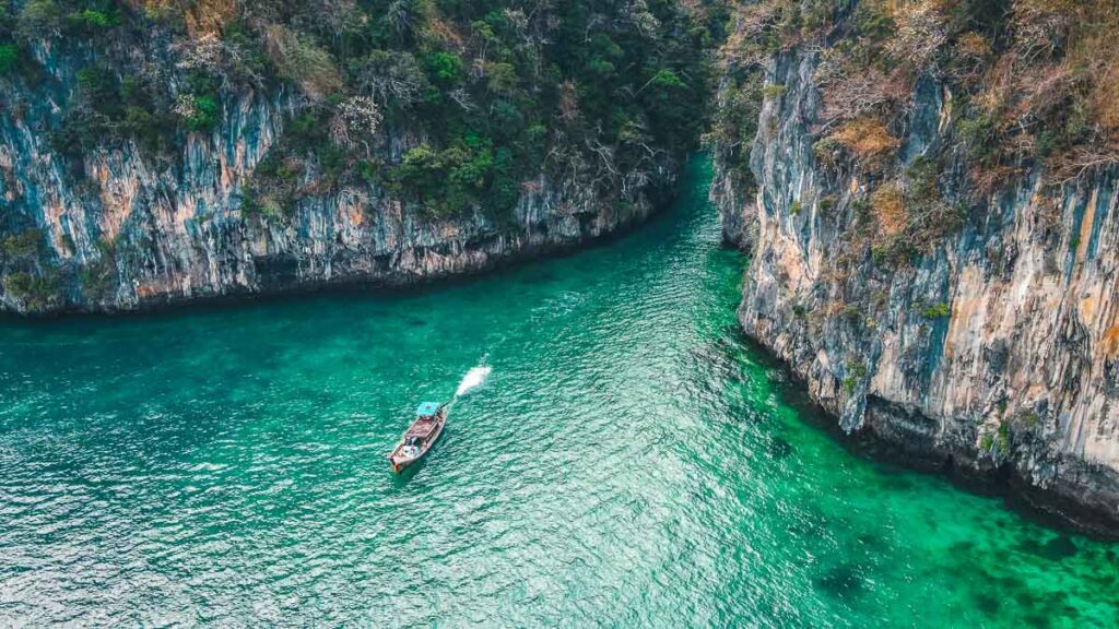 View of the sea and Hong Island from a high angle in the morning