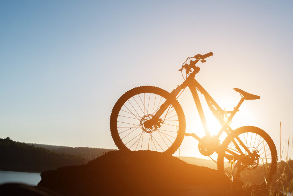 mountian bike silhouette in the sunset