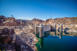 Power generators sitting on Lake Mead