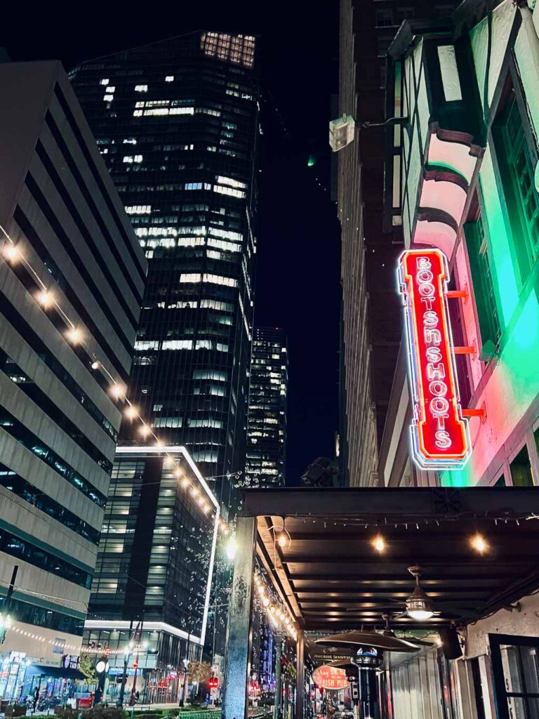 skyscrapers through Downtown Houston