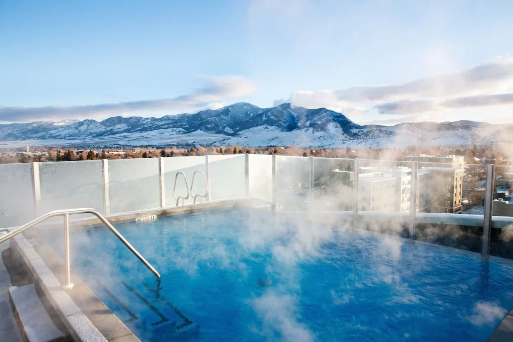 Kimpton Armory hotel outside pool view going on a yellowstone tour from Bozeman 