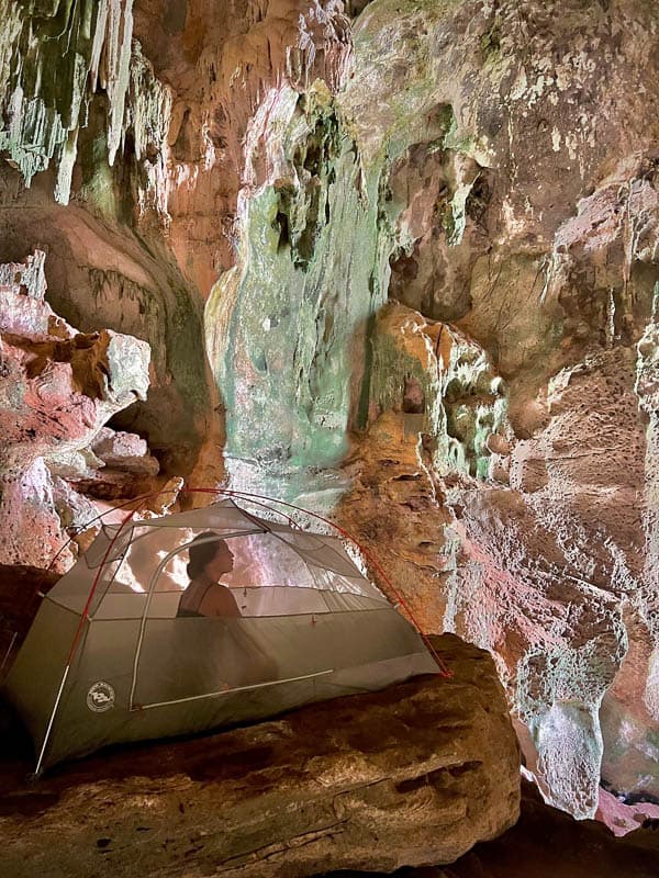 camping in a cave in railay beach near krabi