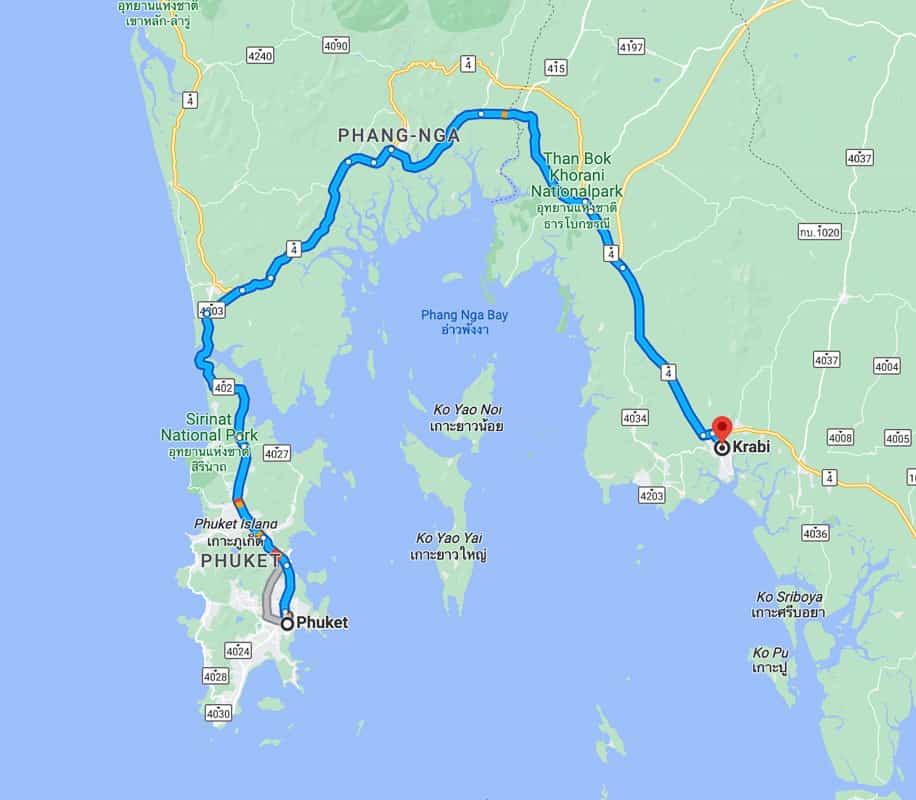 phuket to krabi map