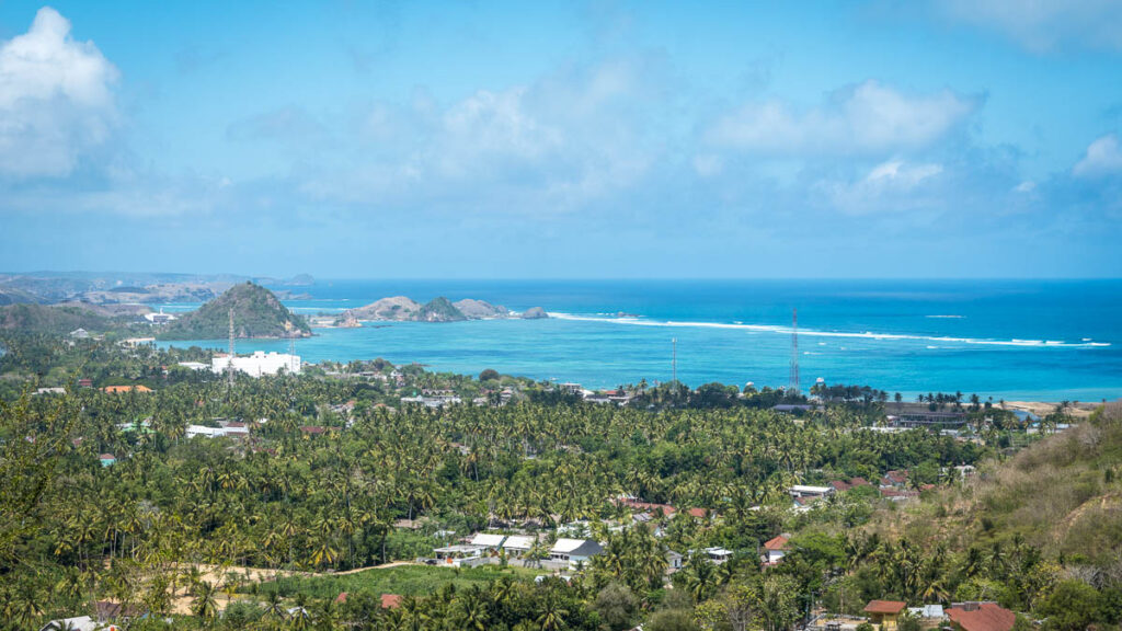 faraway panorama of a great kuta lombok beach