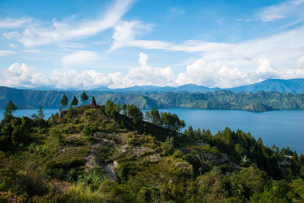 lake taba, the caldera view of one of the most famous landmarks in indonesia