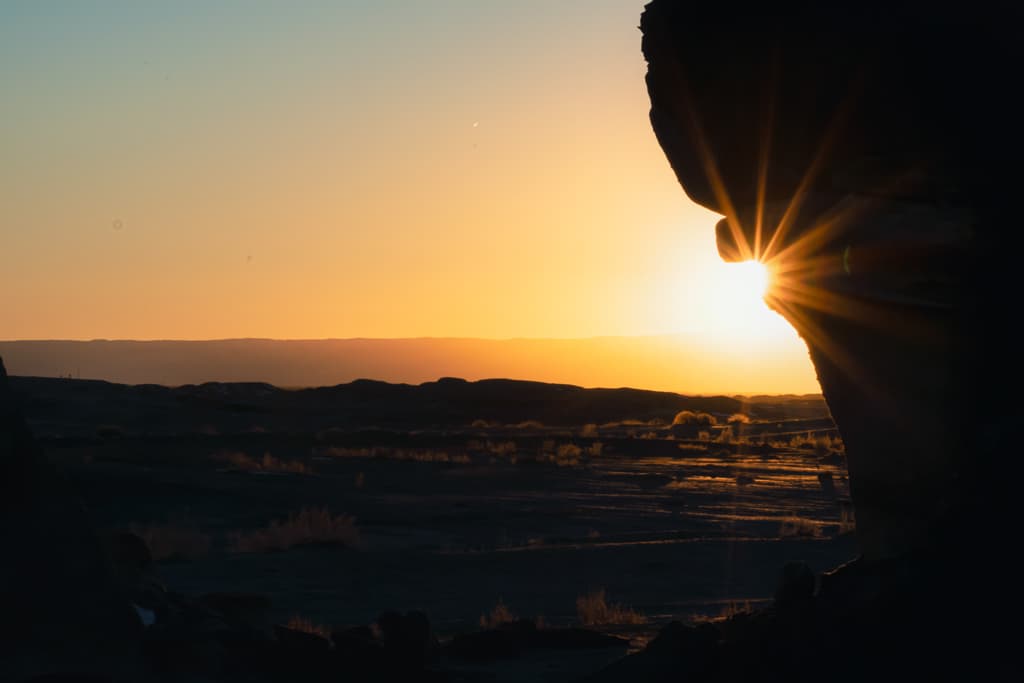 Hoodoos in Sunset in Bisti Badlands northern New Mexico