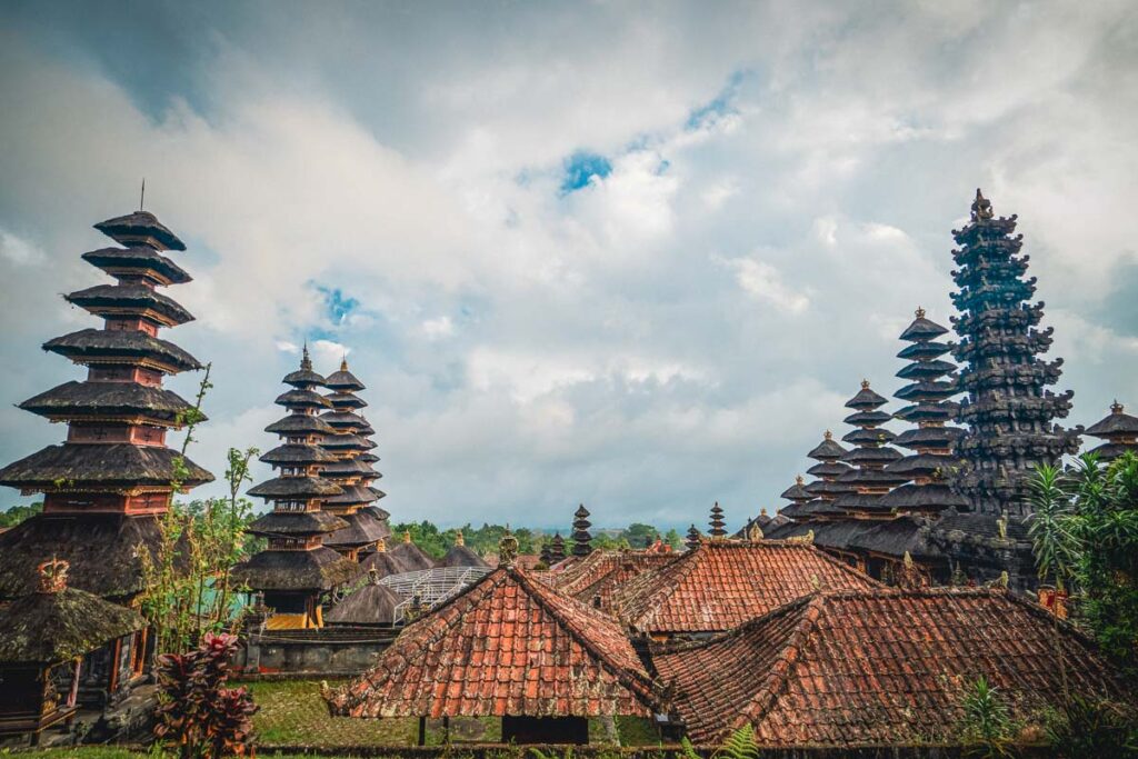 the roofs of besakih complex from the top of the temples