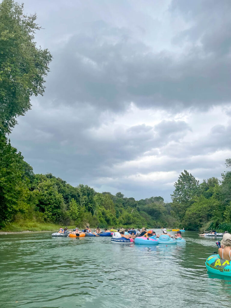 San Marcos river with all the other floaters