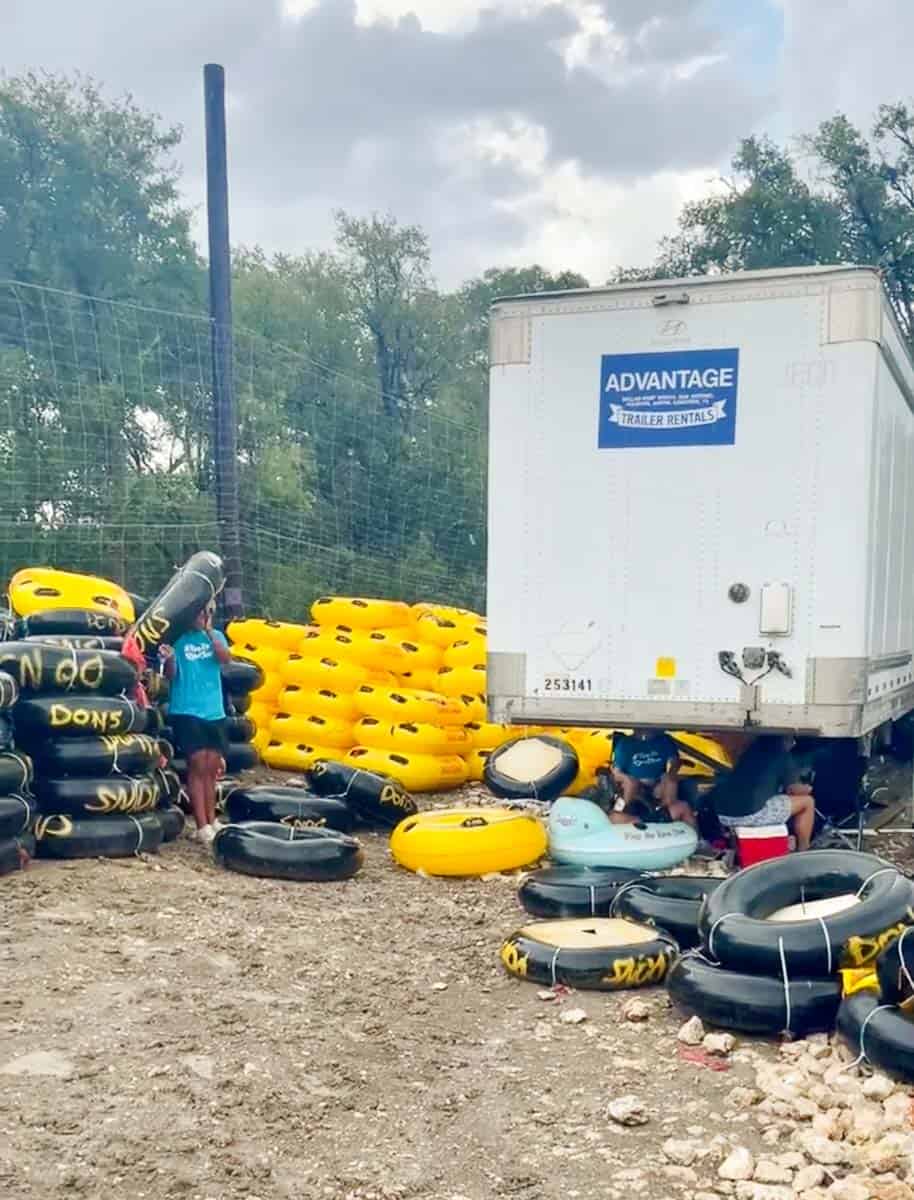 float staff hiding from the rain