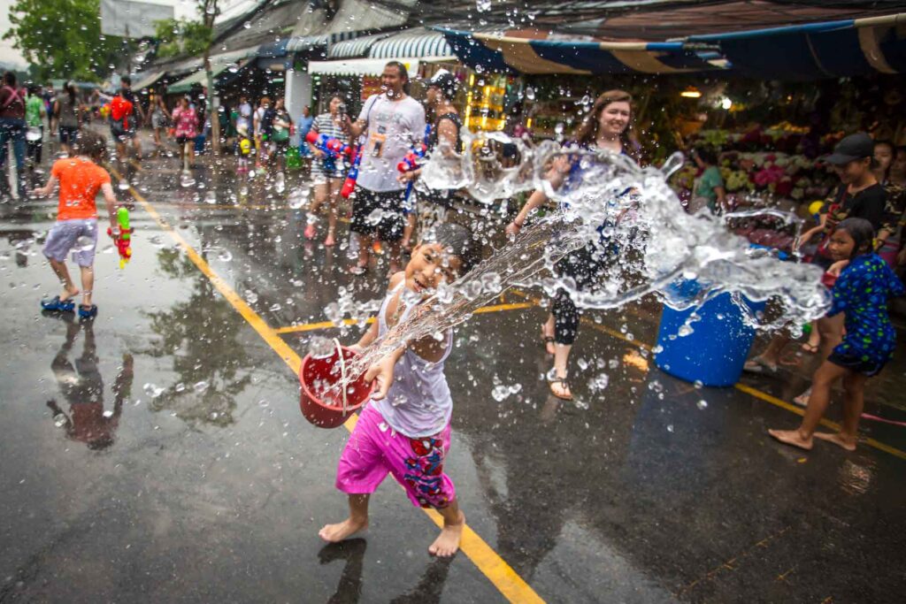 The Songkran festival or Thai New Year's festival in JJ market