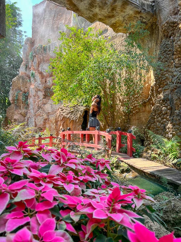 Cat Xu on bridge in Dantewada Land of Angels Waterfall Park