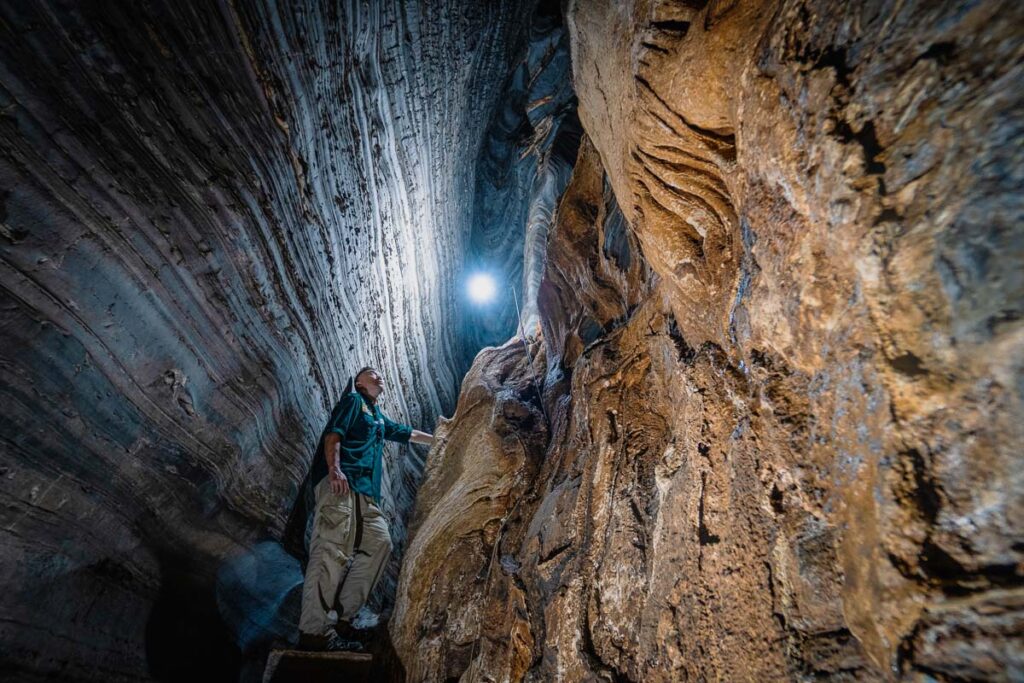 blue cave of mae sot from low angle