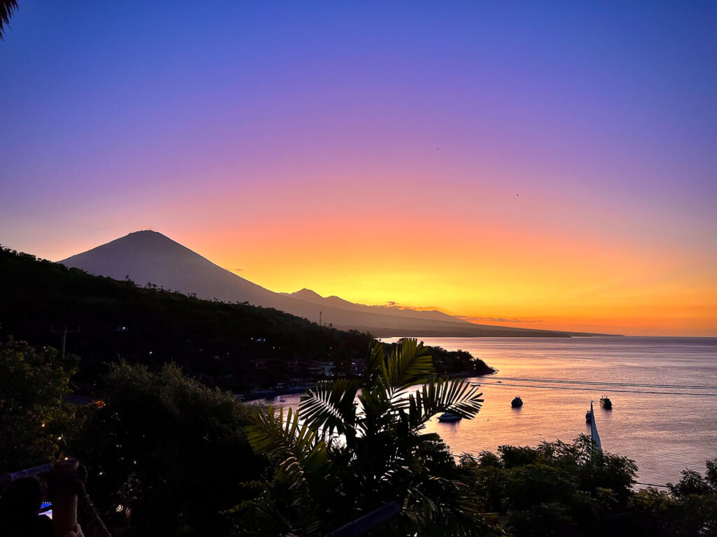 sunset from ocean village a great restaurant in east bali