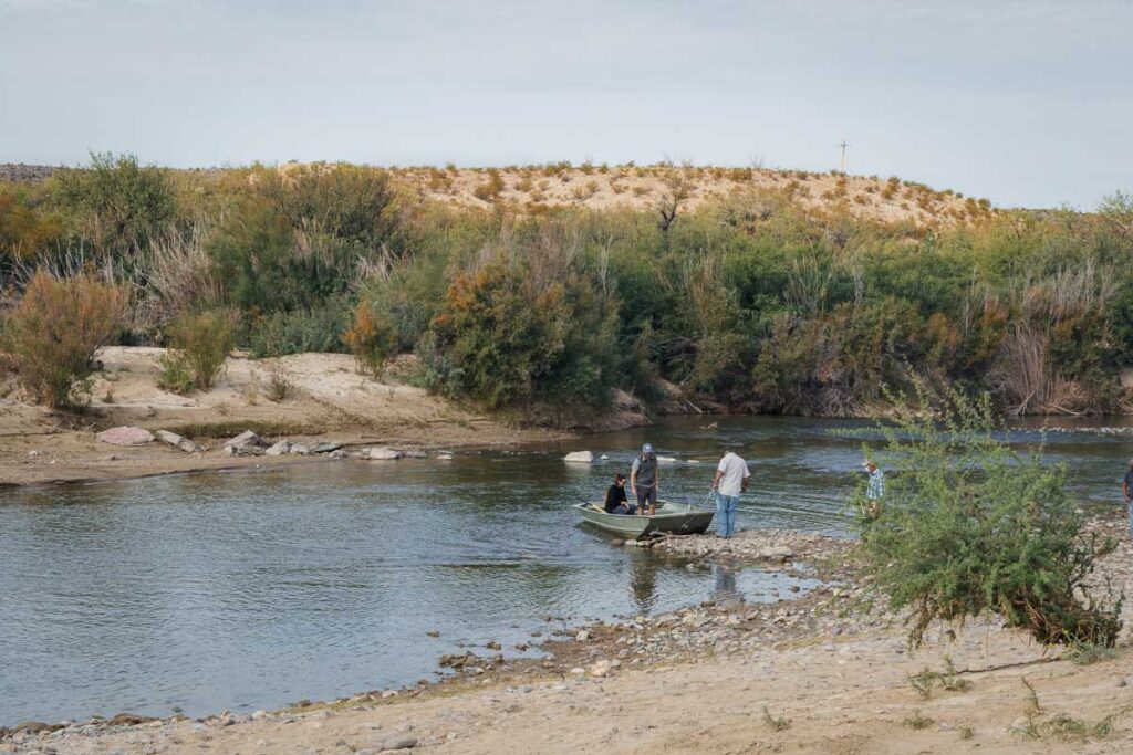 Boquillas del carmen border crossing rowboat on the rio grande