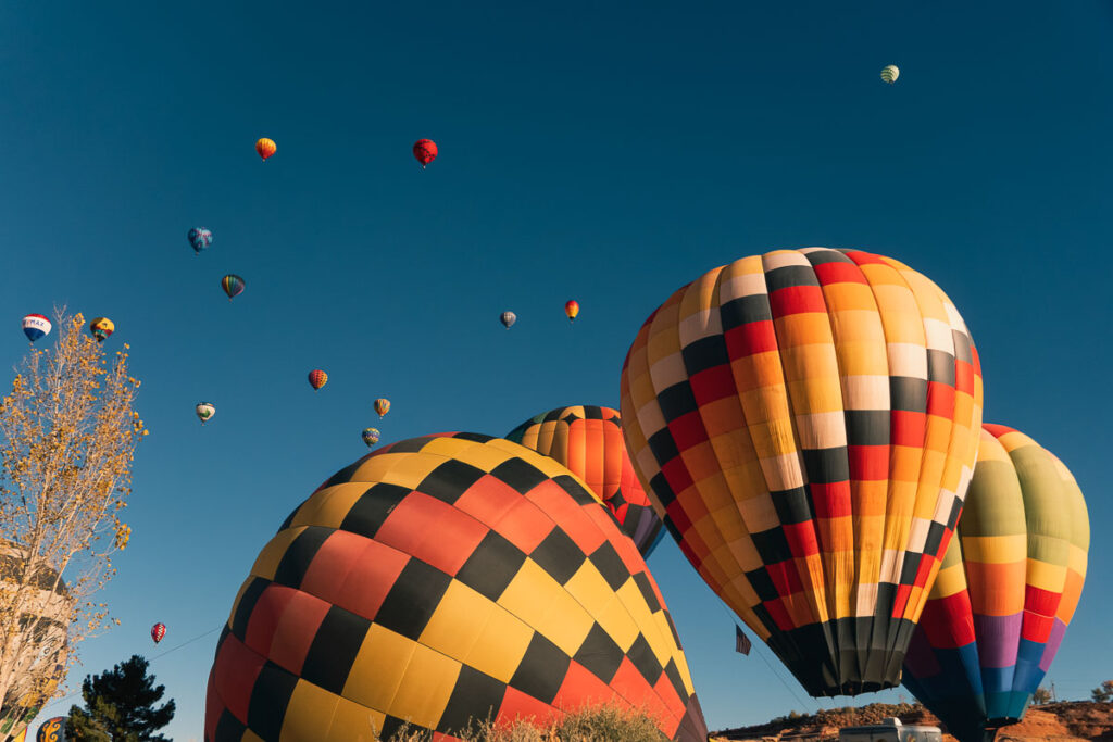 Balloons starting to Ascend in the Lake Powell Balloon Regatta