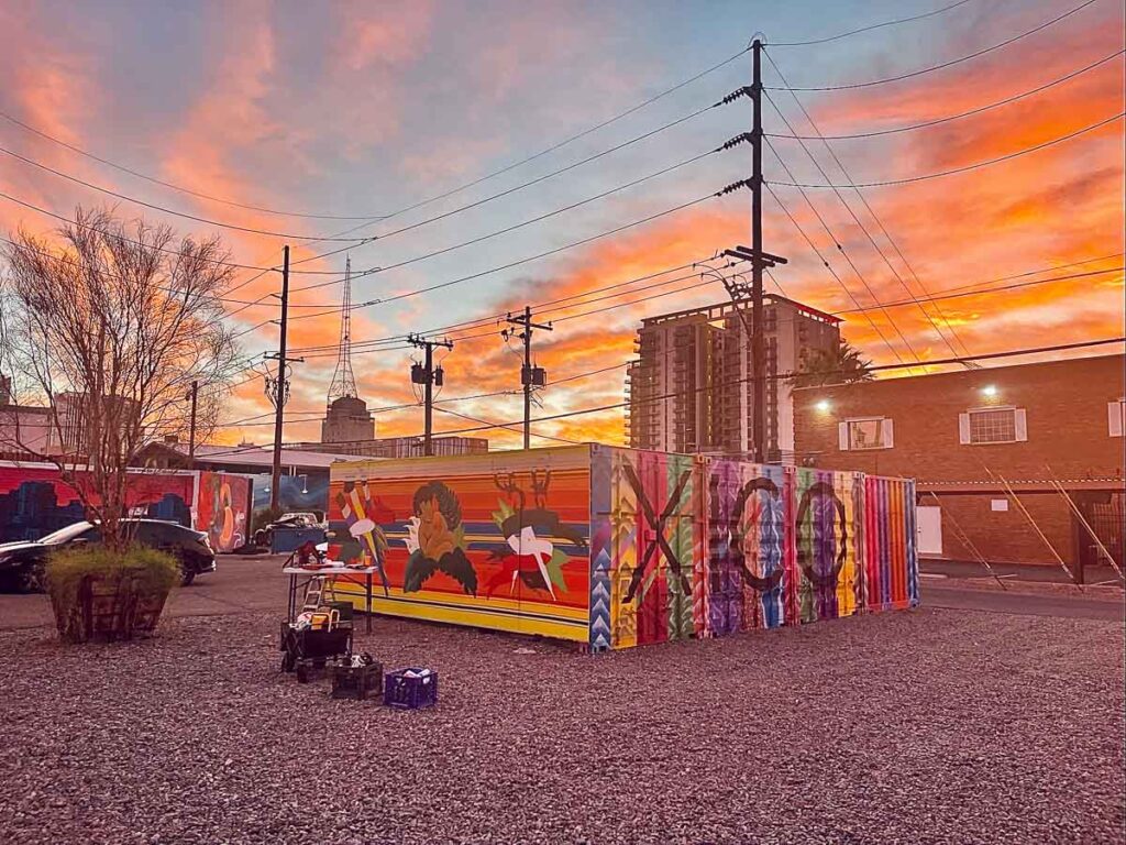 Sunset in Roosevelt Row Arts District in Phoenix